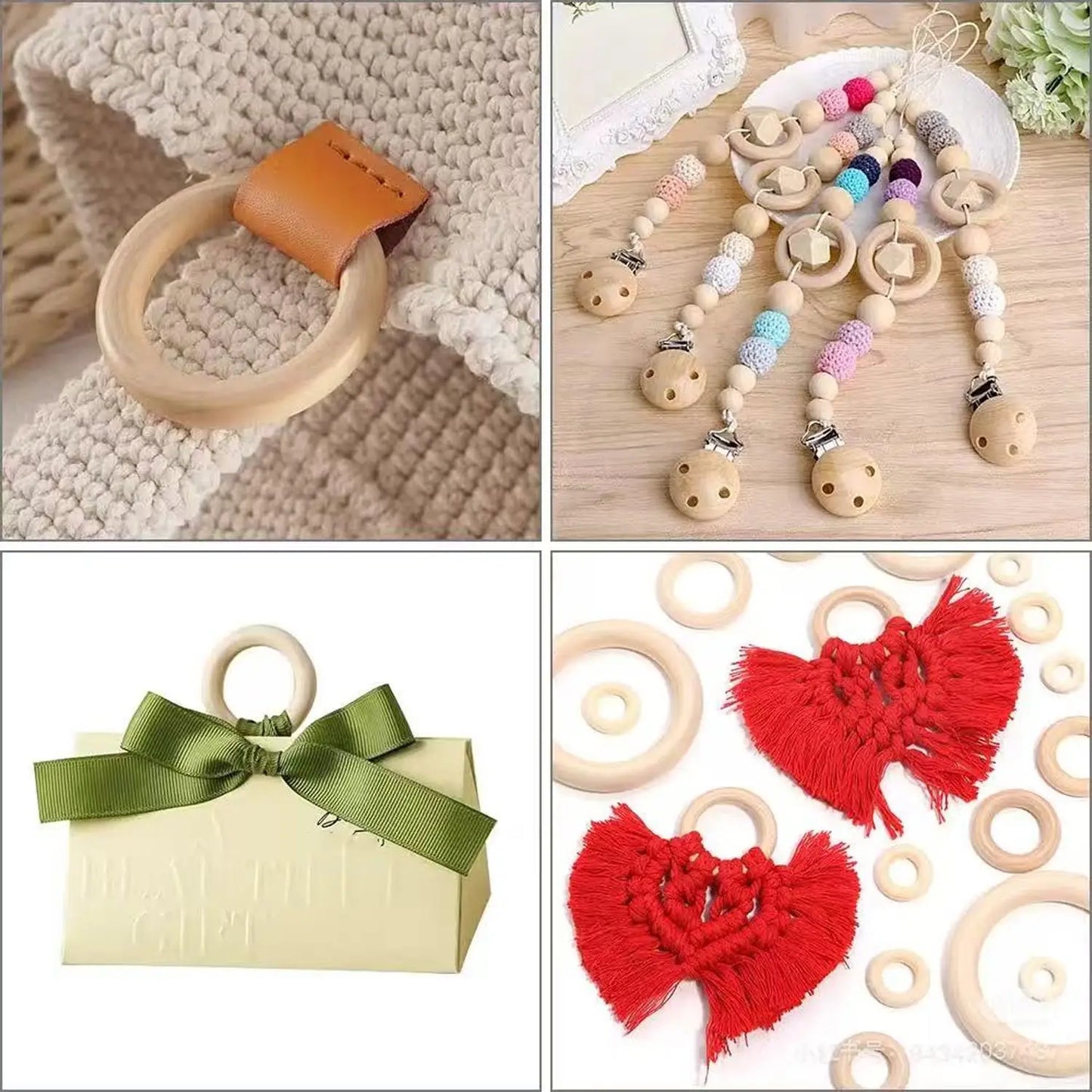 Unfinished Solid Wooden Rings Natural Wood Hoops