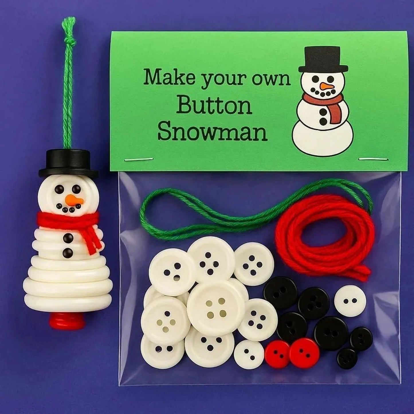 Christmas Button Snowman Ornament Kit