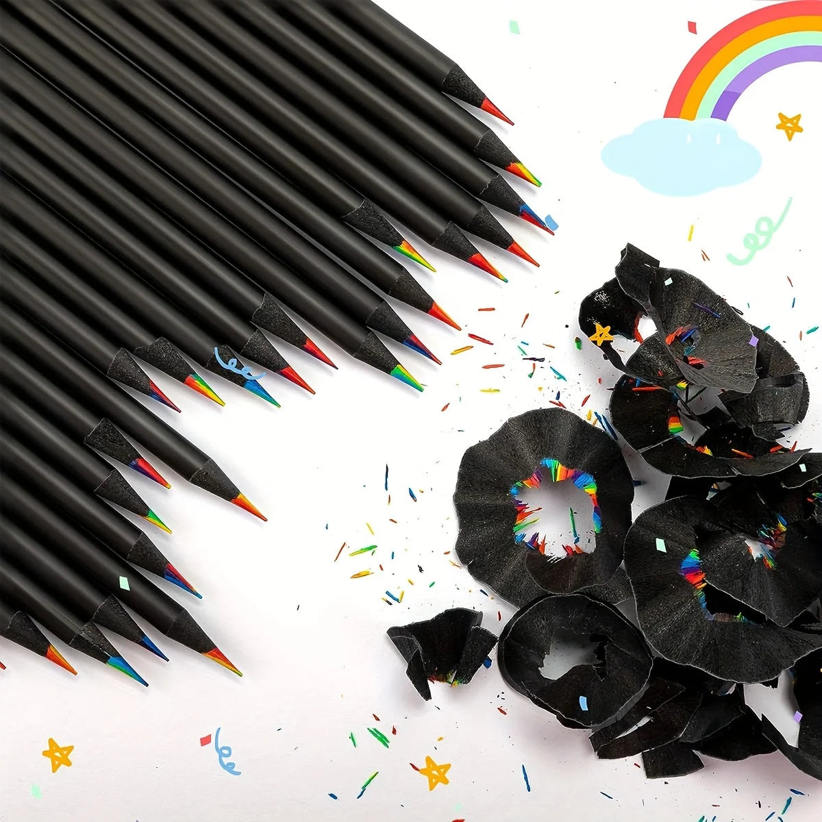 12/24/36/48Pcs 7 Colors Rainbow Pencils 3.3mm Colored Pencils