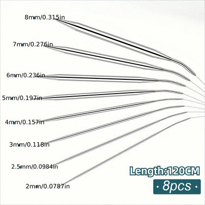 Professional 8pcs Stainless Steel Knitting Needles Set