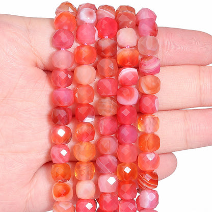Natural Amethyst Beads 7-8mm Faceted Square Cube Geometric