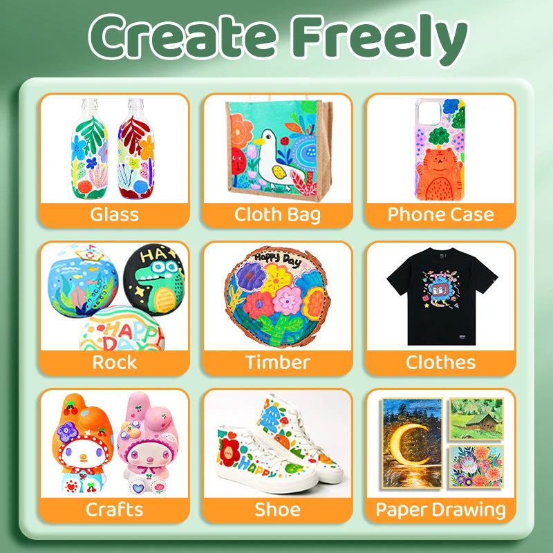 Acrylic Paint Set 12/18/24 Colors 5ml/0.17oz,Water-Proof