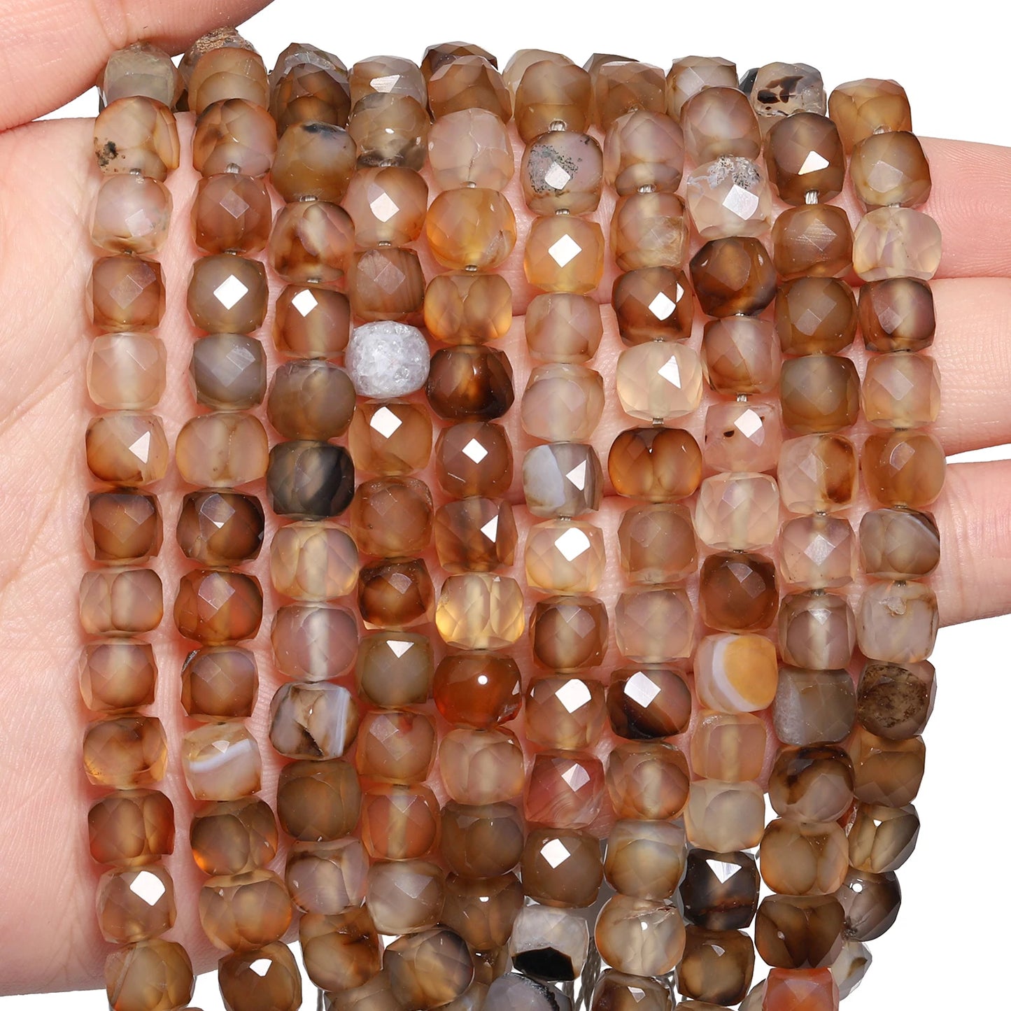 Natural Amethyst Beads 7-8mm Faceted Square Cube Geometric