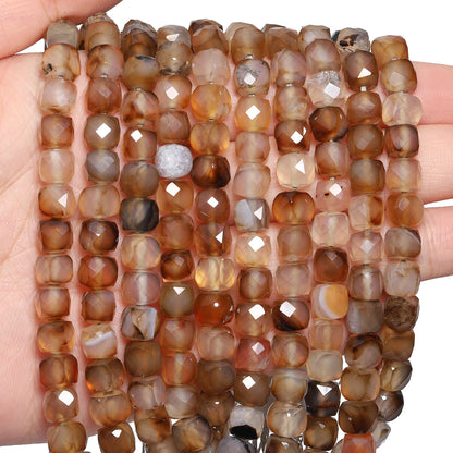 Natural Amethyst Beads 7-8mm Faceted Square Cube Geometric