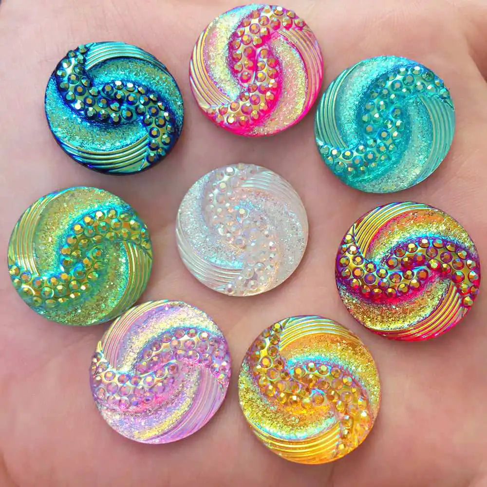 New 20pcs 20mm AB Resin Round FlatBack Rhinestone