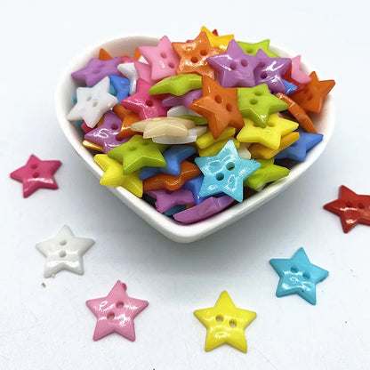 New 12mm-15mm-20mm Colours Five- Pointed Star with Two Eye Buttons