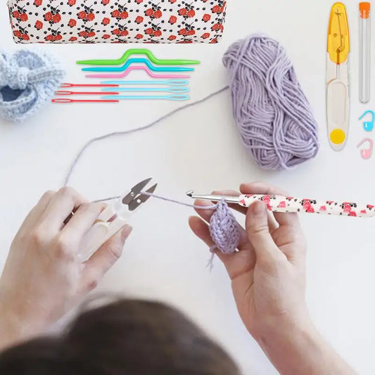 Crochet Hooks Ergonomic Set Of 14X for Beginners With Case