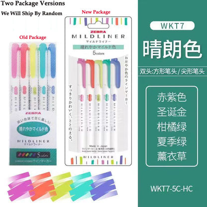 New Zebra Mildliner Highlighter Pastel Full Set 5 Colors Set Marker Pen
