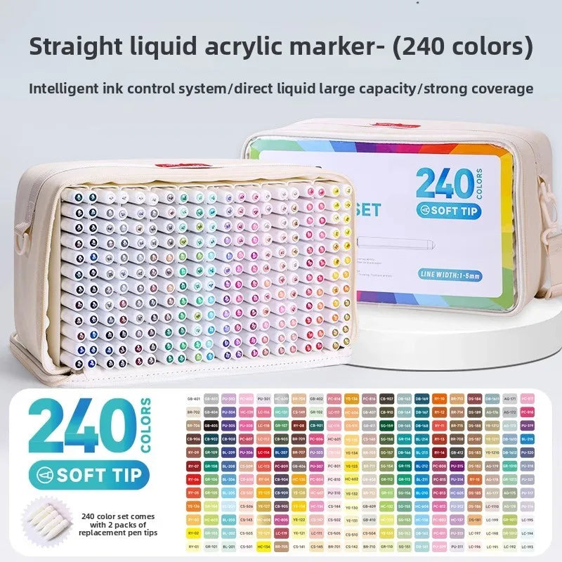 LANGUO 240/9 Colors Acrylic Color Markers Direct Liquid Paint Marker
