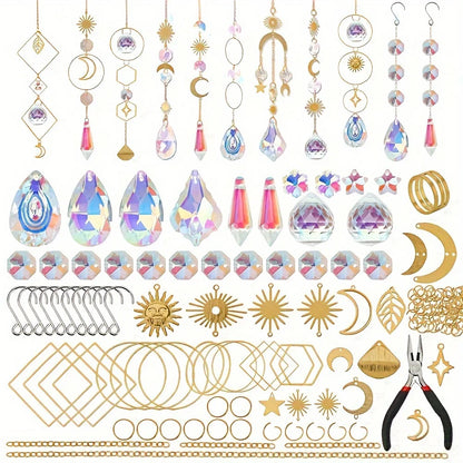 200pcs/set DIY Suncatcher Colorful Glass Hanging Crystals