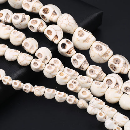 Skull Natural Stone Beads Blue White Turquoise Loose Spacer Beads