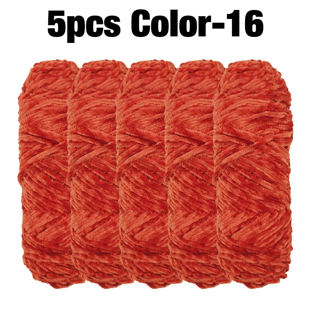 5 Rolls 100g Each Roll Premium Velvet Chenille Yarn