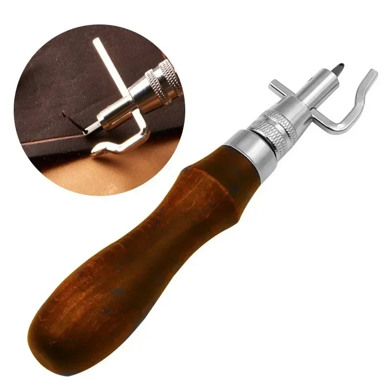 7 in 1 Leather Edge Stitch Groover Tool Adjustable Leathercraft Grooving Chisel