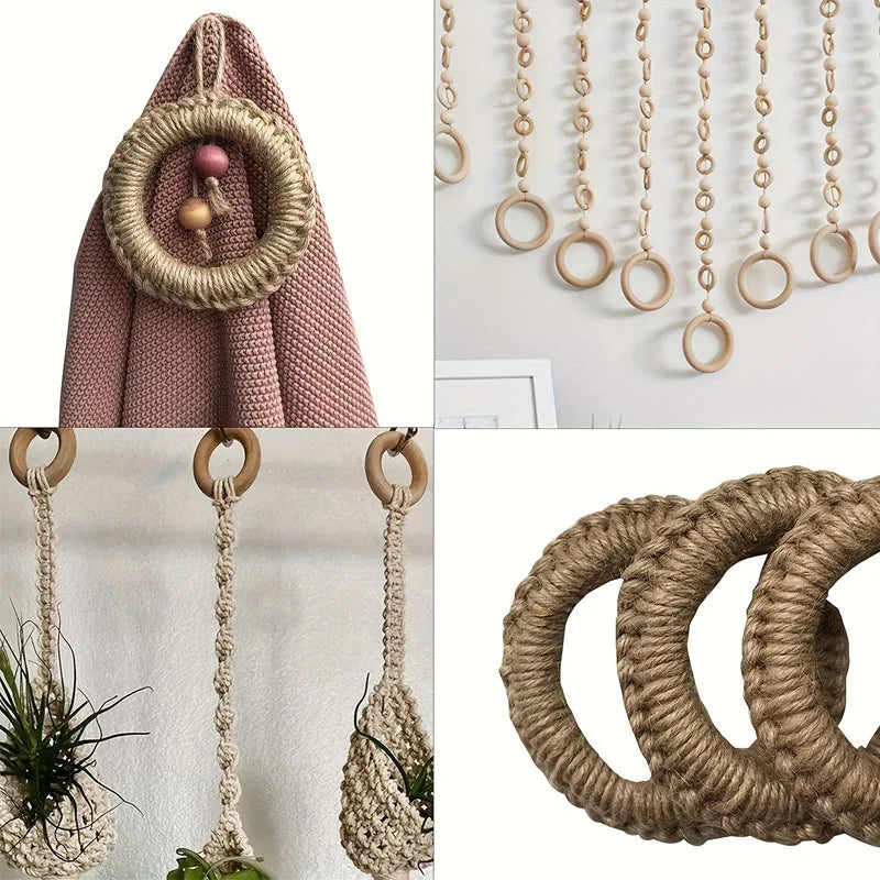 10pcs DIY Wood Hoops Craft Decoration