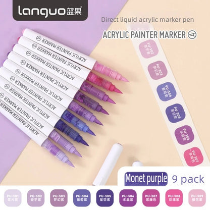 Languo 288/9 Direct Liquid Acrylic Paint Pens Brush Color Marker Pen