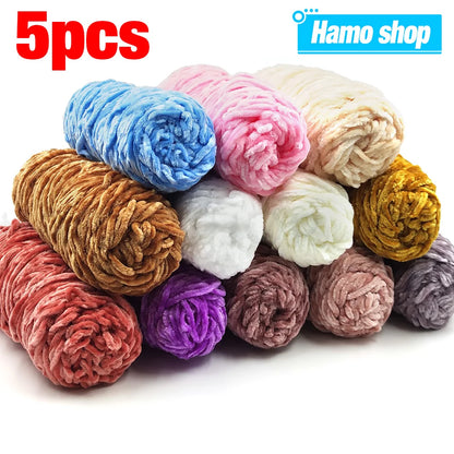5 Rolls 100g Each Roll Premium Velvet Chenille Yarn