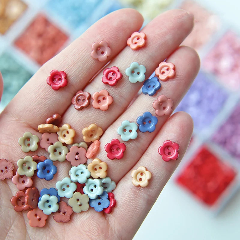 50Pcs Mini Buttons 8mm Mini Resin Flower Shape
