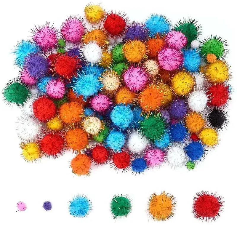 30-200Pcs Glitter Balls Pompom