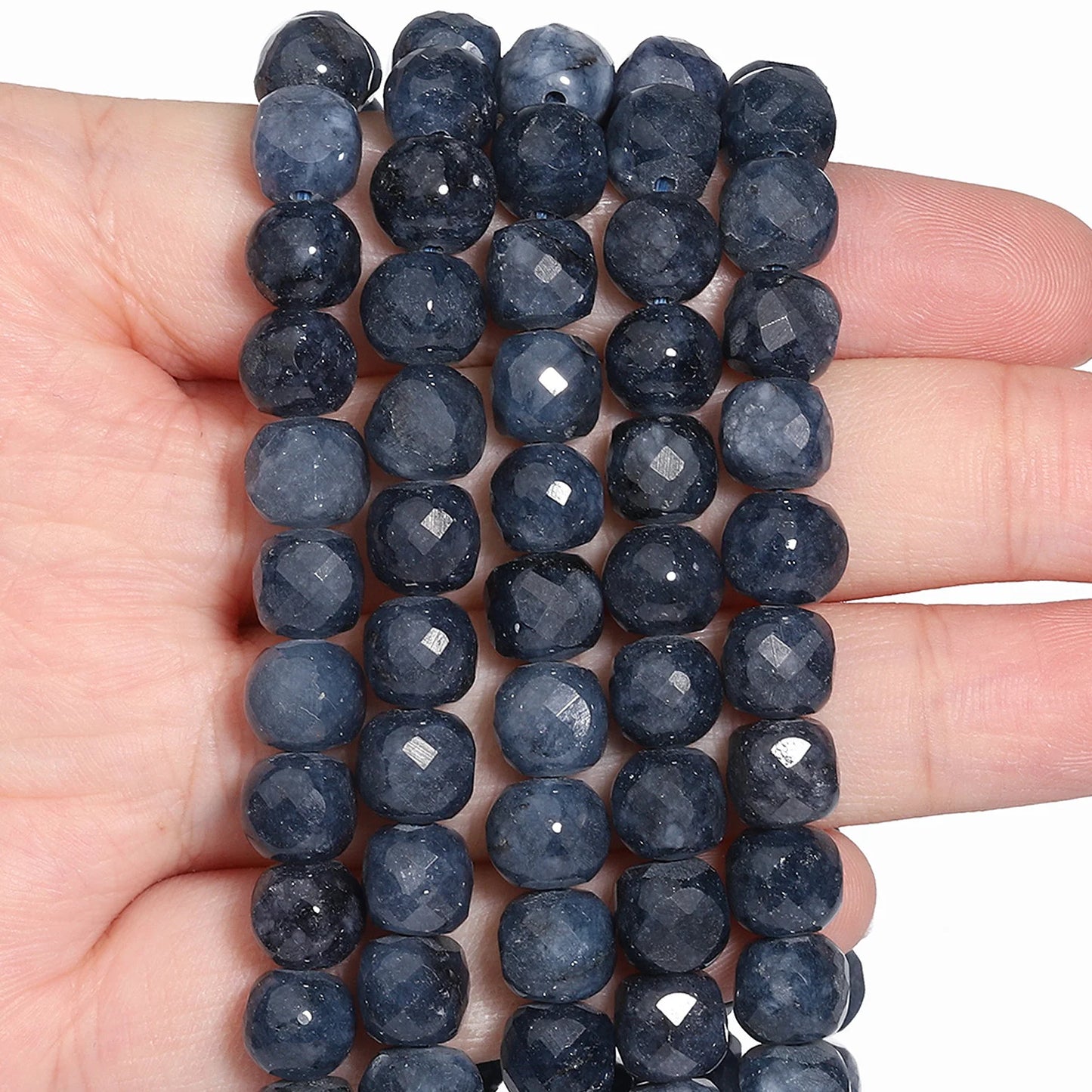 Natural Amethyst Beads 7-8mm Faceted Square Cube Geometric