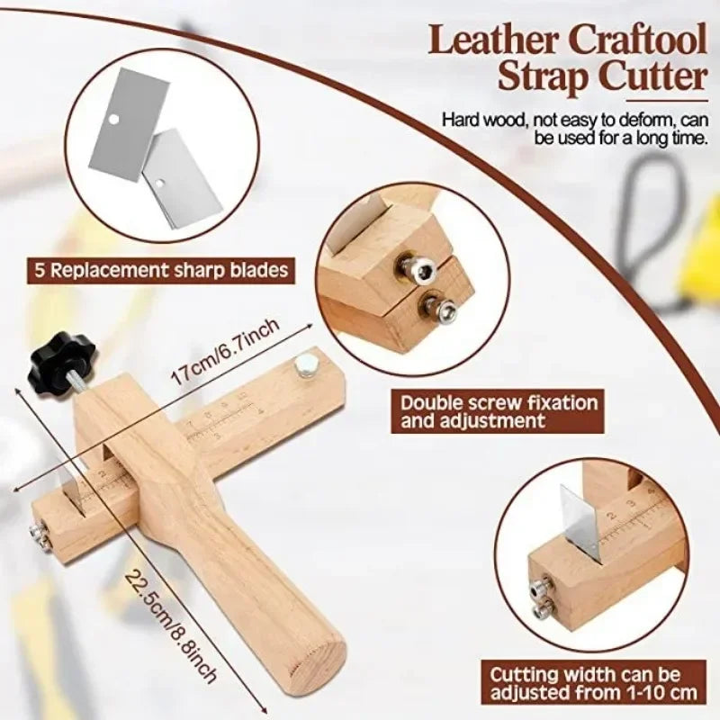 Wooden Leather Strap Cutter Adjustable Strip Belt Precise Cutting Tool