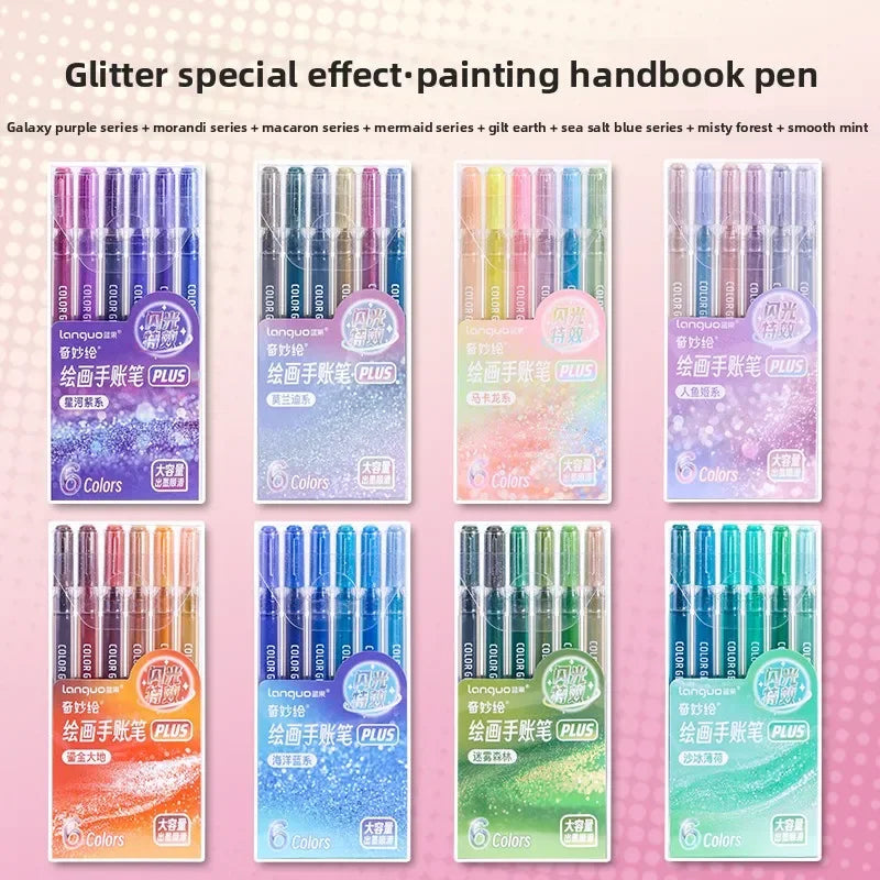 LANGUO 207/4 Colors Glitter Acrylic 0.5/1.0mm Gel Pen