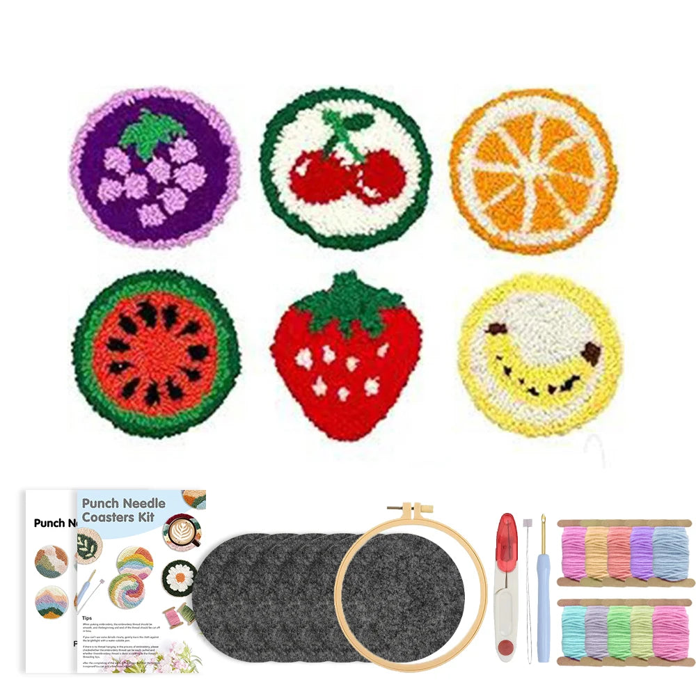 Punch Needle Coaster Kit 6PCS  Kit for Beginners