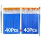 20-200Pcs Painting Brushes Set Art Round Flat Nylon Hair Paint Brush