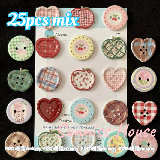 25Pcs Mixed Color Handmade Resin Round 2/4-hole Button
