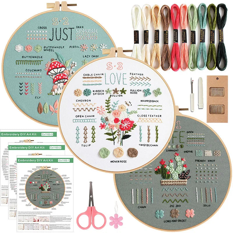 3/4pcs Embroidery Starter Kit for Diy Crafter
