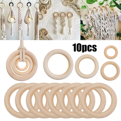 Unfinished Solid Wooden Rings Natural Wood Hoops