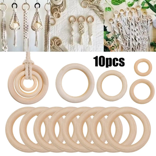 Unfinished Solid Wooden Rings Natural Wood Hoops