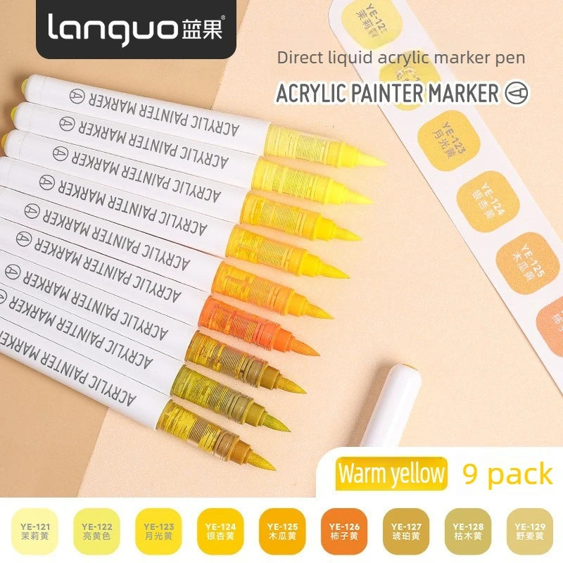 Languo 288/9 Direct Liquid Acrylic Paint Pens Brush Color Marker Pen