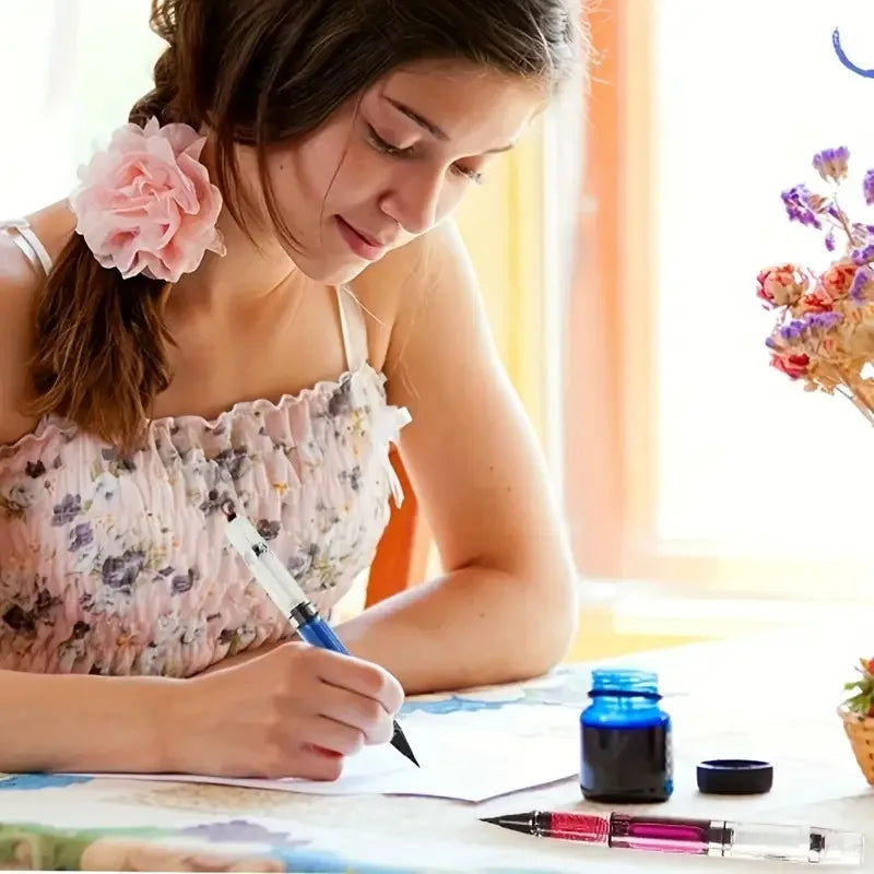 Self-priming watercolor pen, piston ink pen, can be filled with water (no liquid pigment)