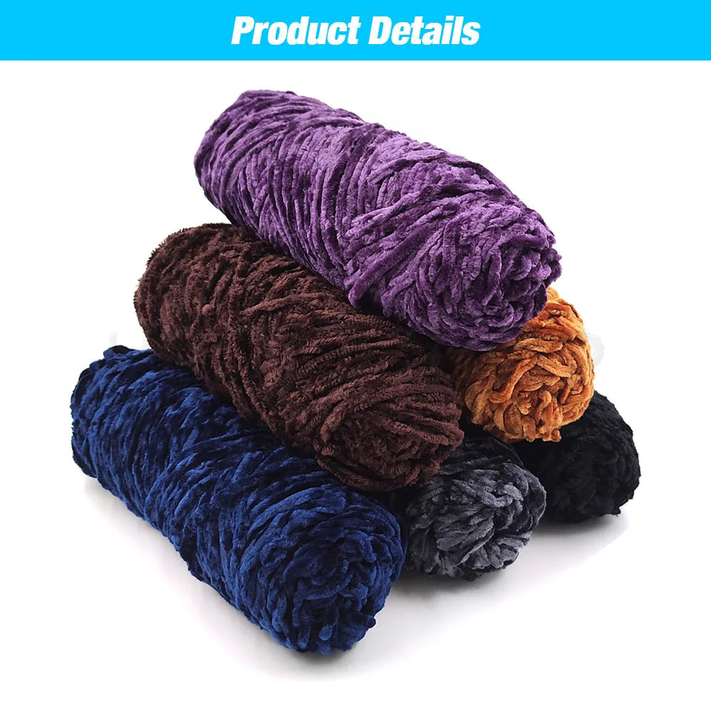 5 Rolls 100g Each Roll Premium Velvet Chenille Yarn
