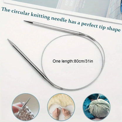 Professional 8pcs Stainless Steel Knitting Needles Set