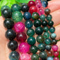 Natural Stone Dark Blue Chalcedony Jades Beads Round Loose Spacer Beads