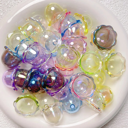 10Pcs/Lot Transparent UV Plated Acrylic Wind Bell Beads Charms