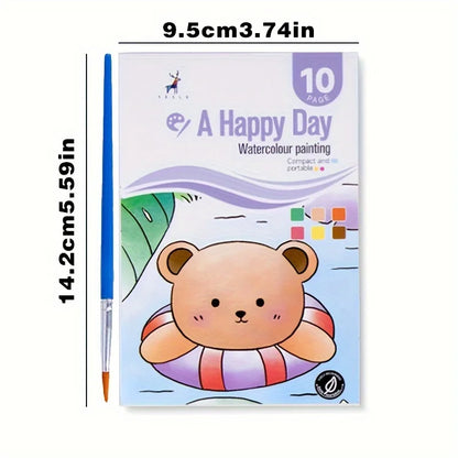 Watercolor Painting Book with 1 Book 1 pen Water Powder