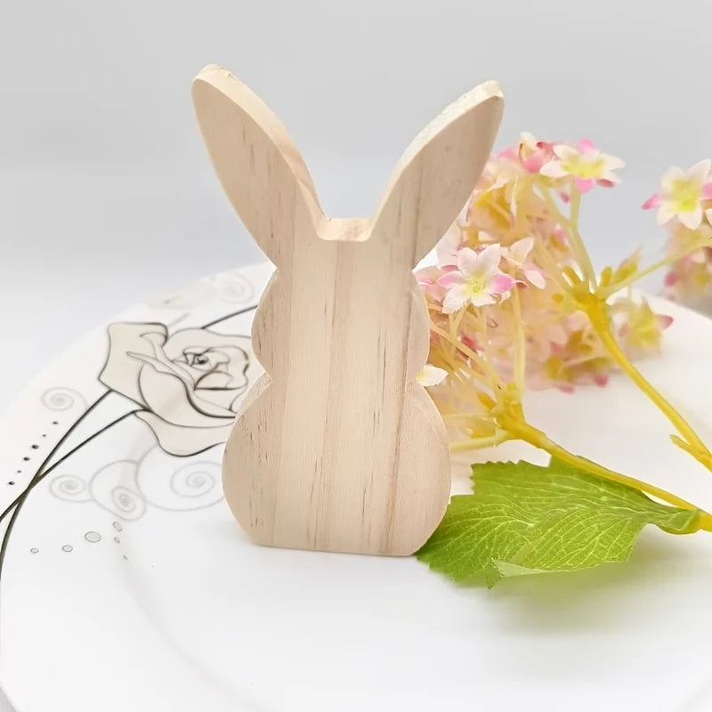 2pcs bunnies ornaments Natural wood