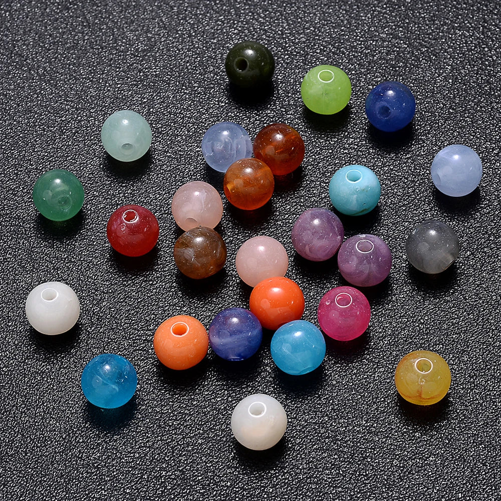 6-18mm Gradient Acrylic Beads Round Cat's Eye  Loose Spacer Beads