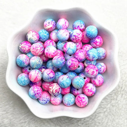 4/6/8/10mm Pattern Round Glass Beads Loose Spacer Beads