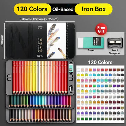 NYONI 24-120Colors Pencils Professional Oil Wood Soft Watercolor Pencil