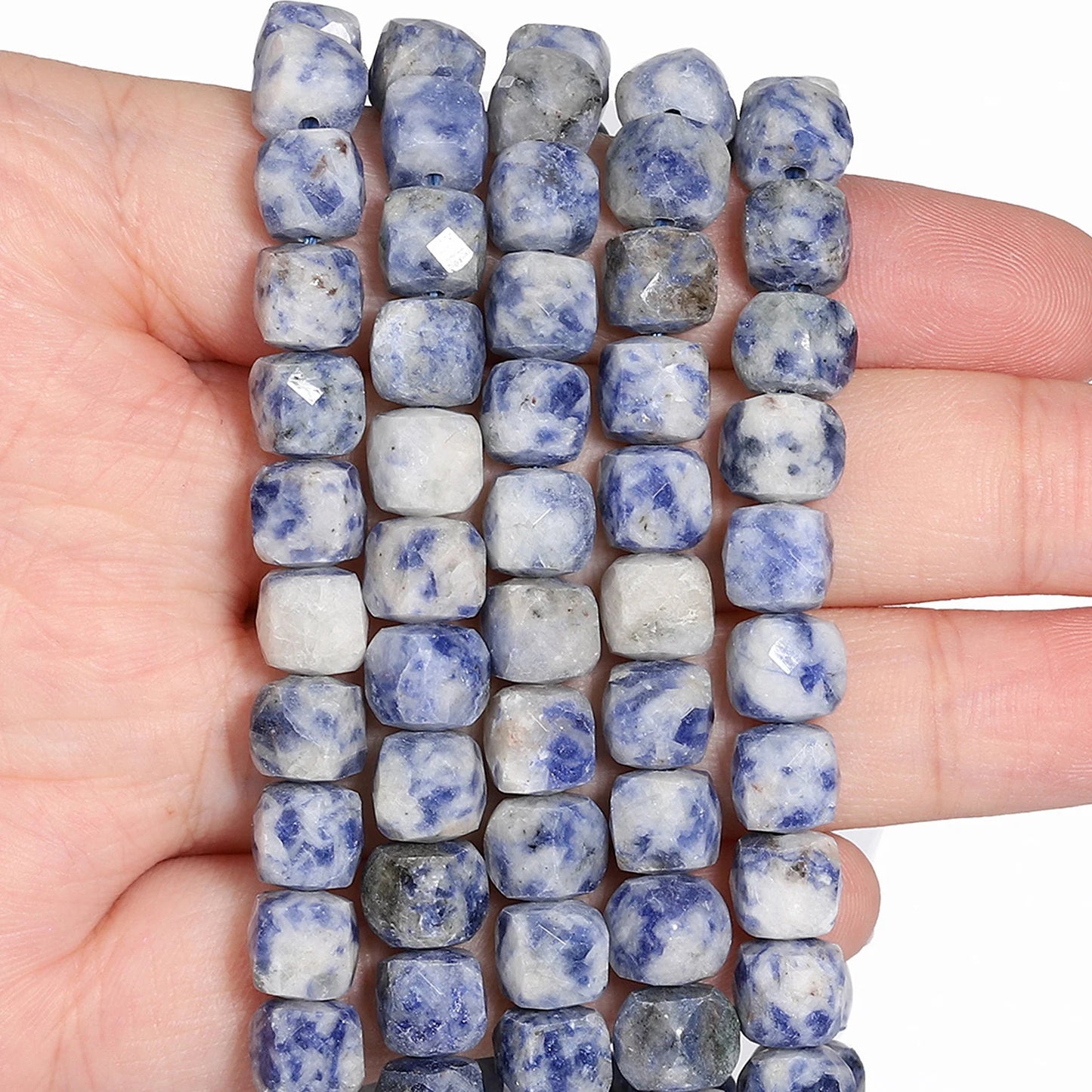 Natural Amethyst Beads 7-8mm Faceted Square Cube Geometric
