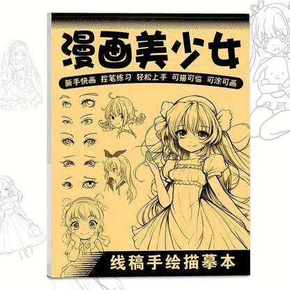 Anime Character Line Art Drawing Book for Beginners - 48 Pages of Simple Hand-Drawn Outlines