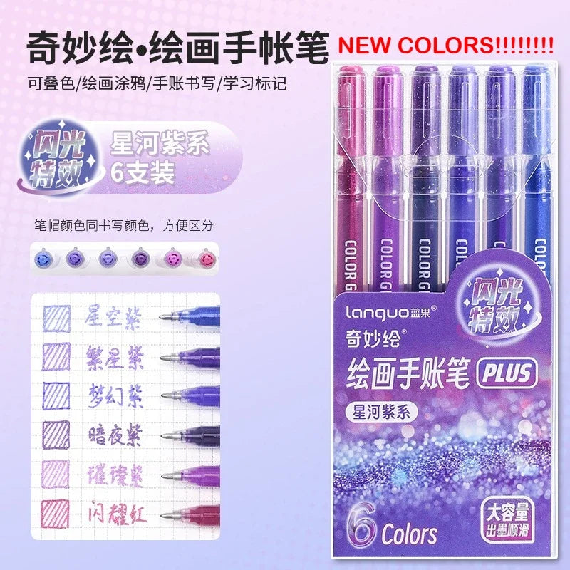 LANGUO 207/4 Colors Glitter Acrylic 0.5/1.0mm Gel Pen