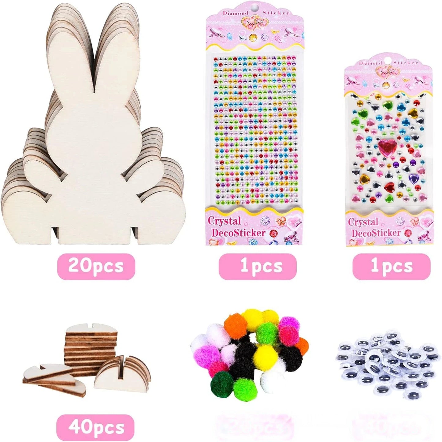 20Pcs Wooden Easter Ornaments to Paint