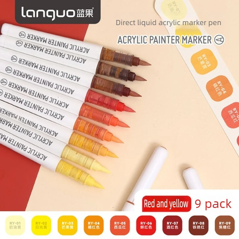 LANGUO 288/9 Colors Acrylic Marker Direct Liquid Soft Brush Paint Pen