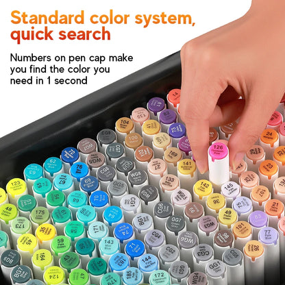 Professional Art Marker Set Artist Drawing Alcohol Markers Dual Tip(Brush Tip+Broad Tip)