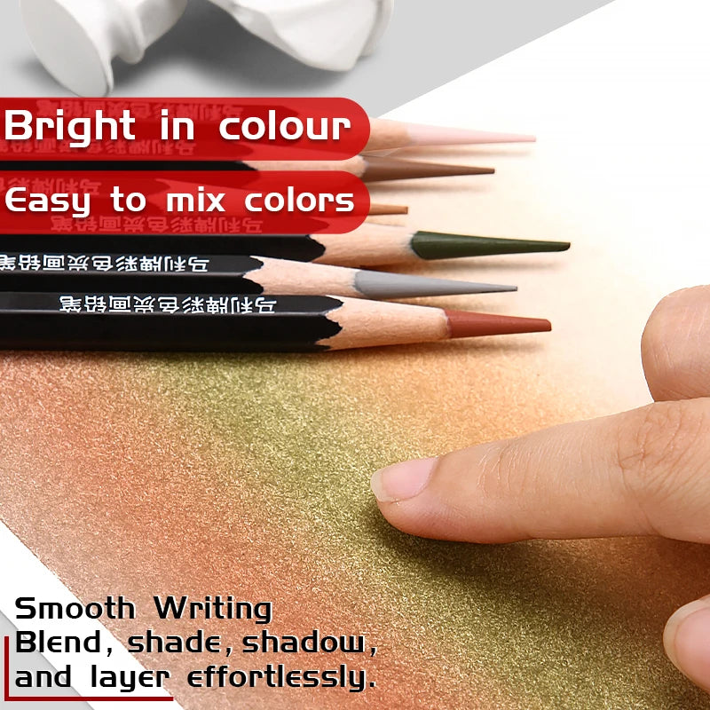 10pcs Marie's Professional Colored Charcoal Pencils Set,Skin Tone Color