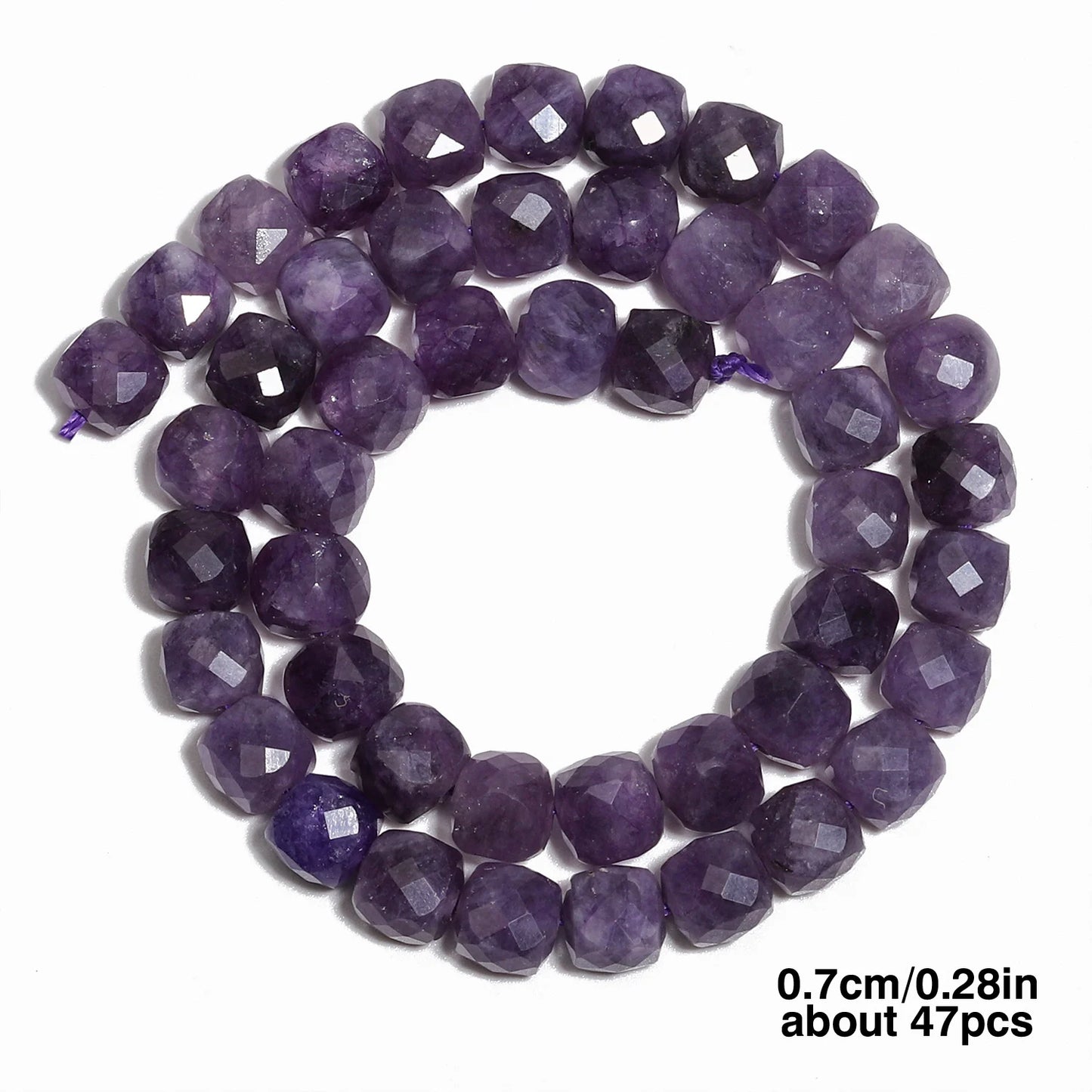 Natural Amethyst Beads 7-8mm Faceted Square Cube Geometric
